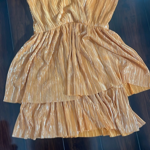 Sabina Musayev Alma mini Dress in Mandarin orange metallic tiered dress L - Picture 3 of 10